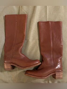 Vintage Frye Campus Tall Leather Riding Boots Made in USA Saddle Brown 10B